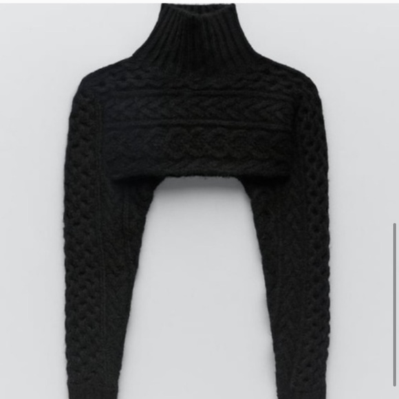 Zara black cable knit sleeve scarf blogger favorit - Picture 16 of 17